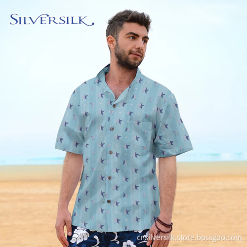 Summer Blue Green All Over Print Button Shirt